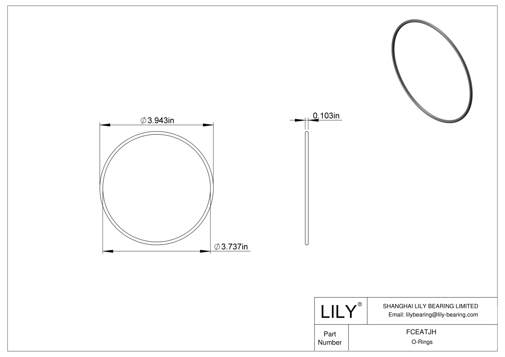 FCEATJH Chemical Resistant O-rings Round cad drawing