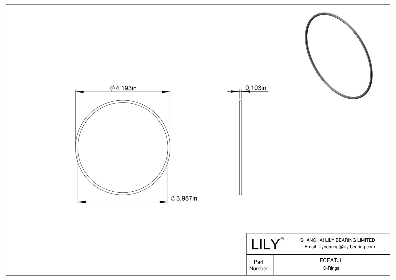 FCEATJI Chemical Resistant O-rings Round cad drawing