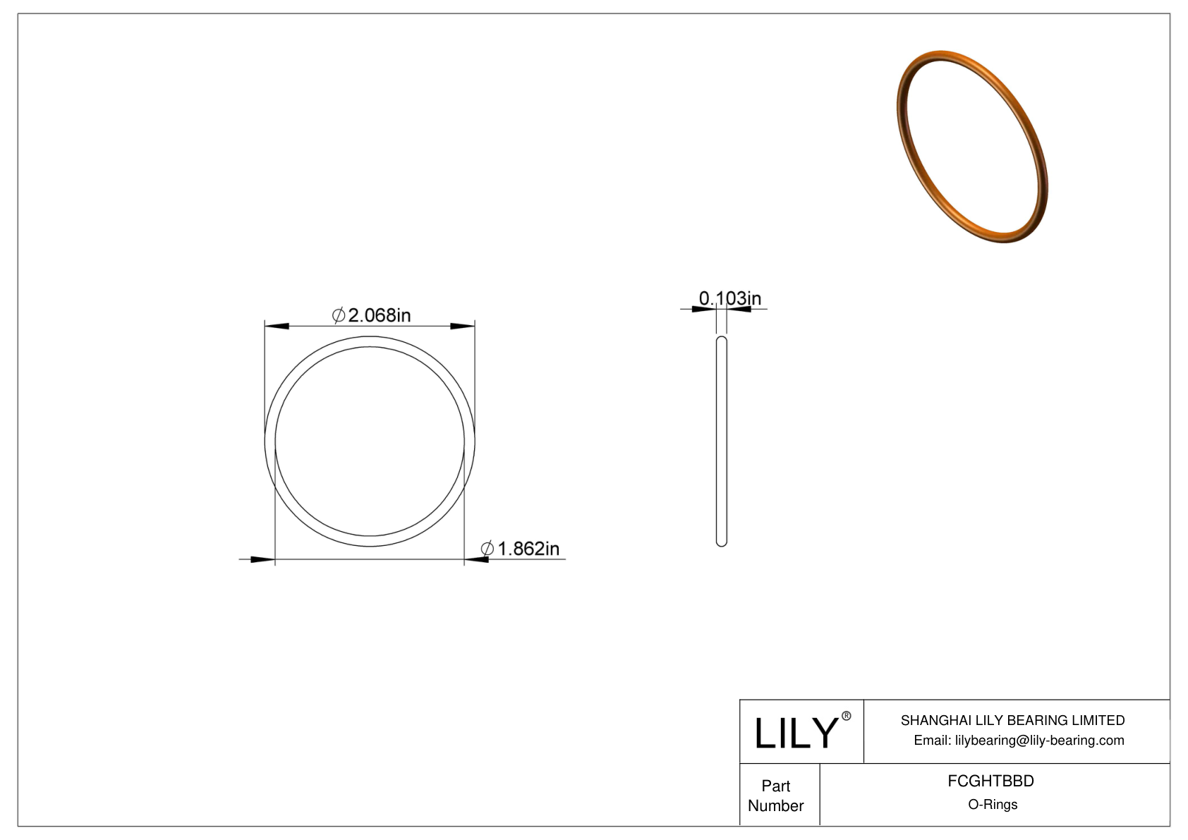 FCGHTBBD Chemical Resistant O-rings Round cad drawing