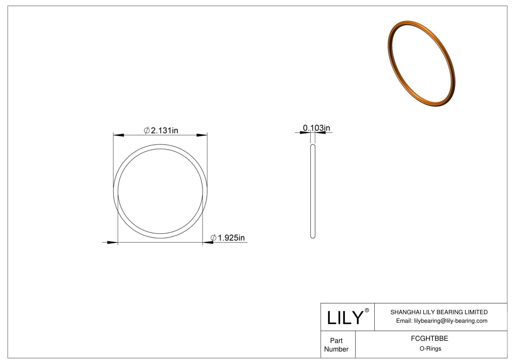 FCGHTBBE Chemical Resistant O-rings Round cad drawing