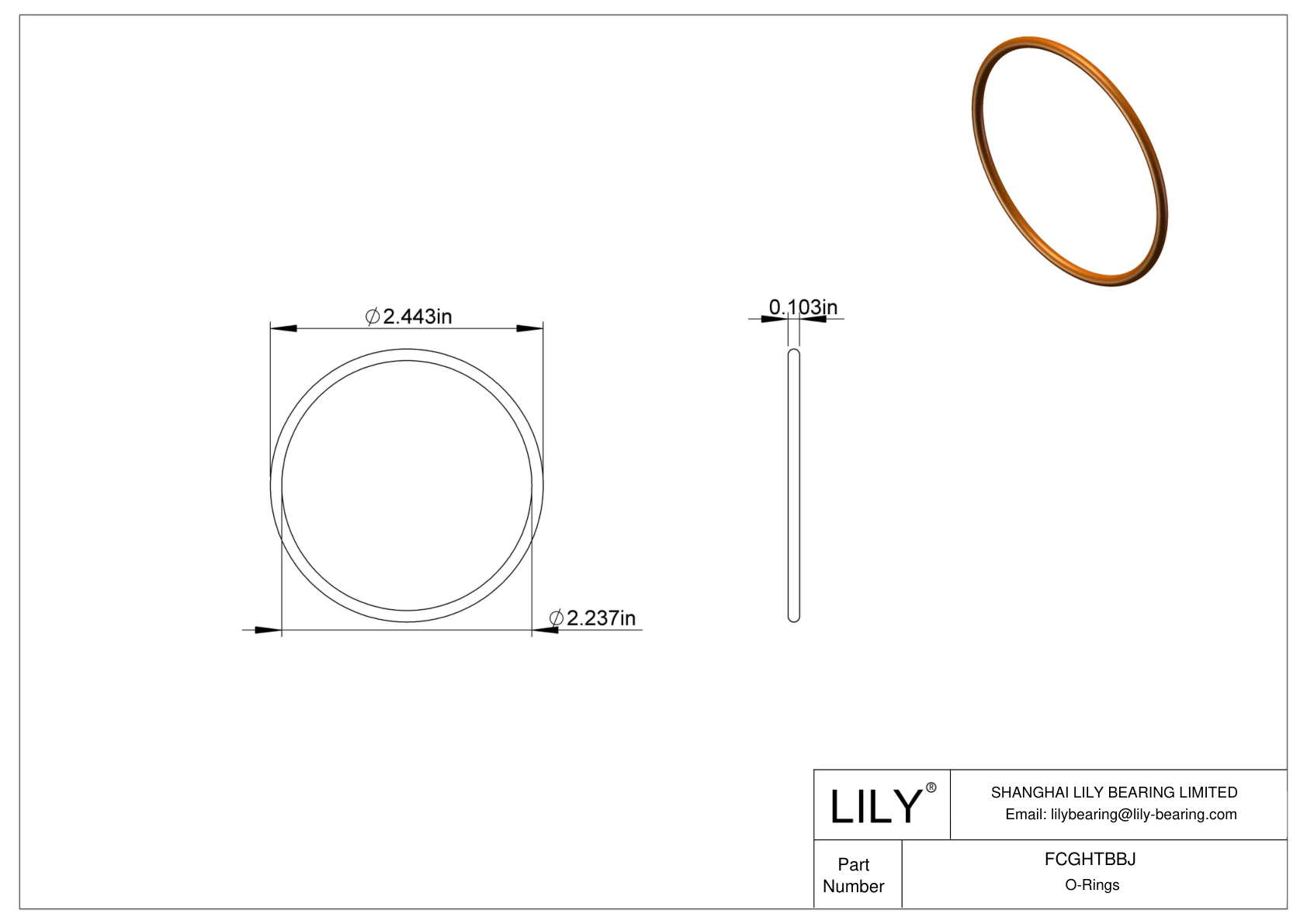 FCGHTBBJ Chemical Resistant O-rings Round cad drawing