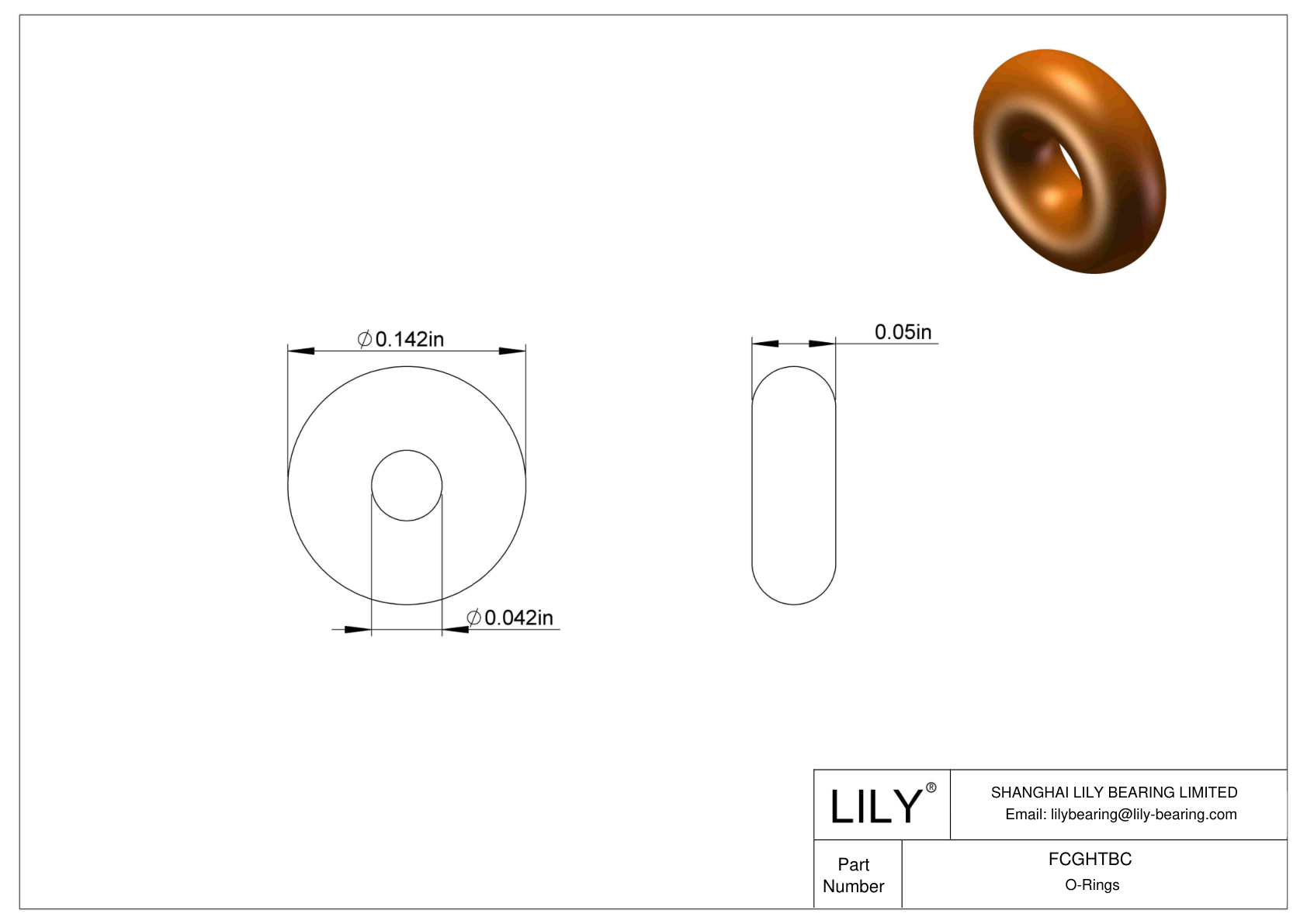 FCGHTBC Chemical Resistant O-rings Round cad drawing