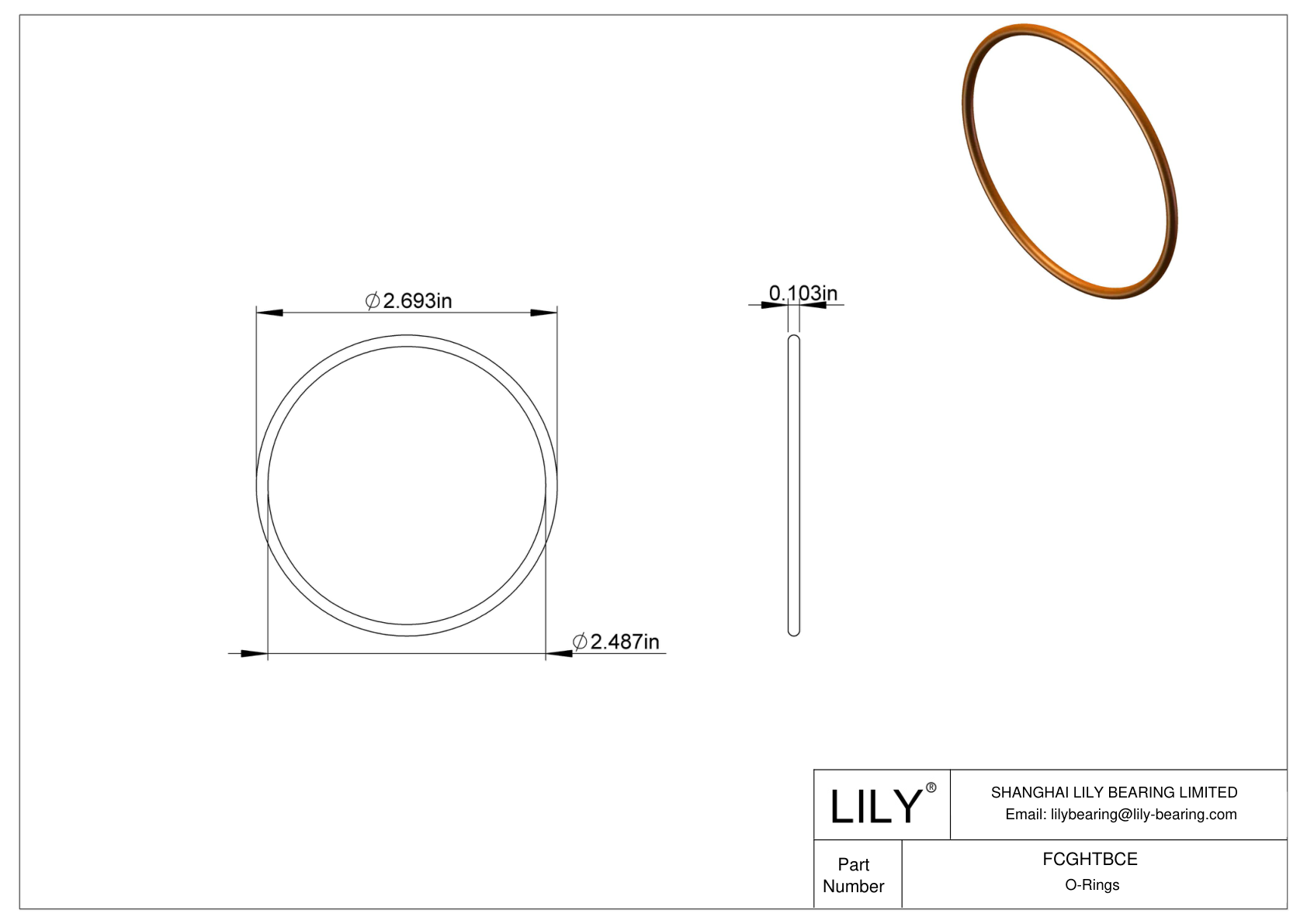 FCGHTBCE Chemical Resistant O-rings Round cad drawing