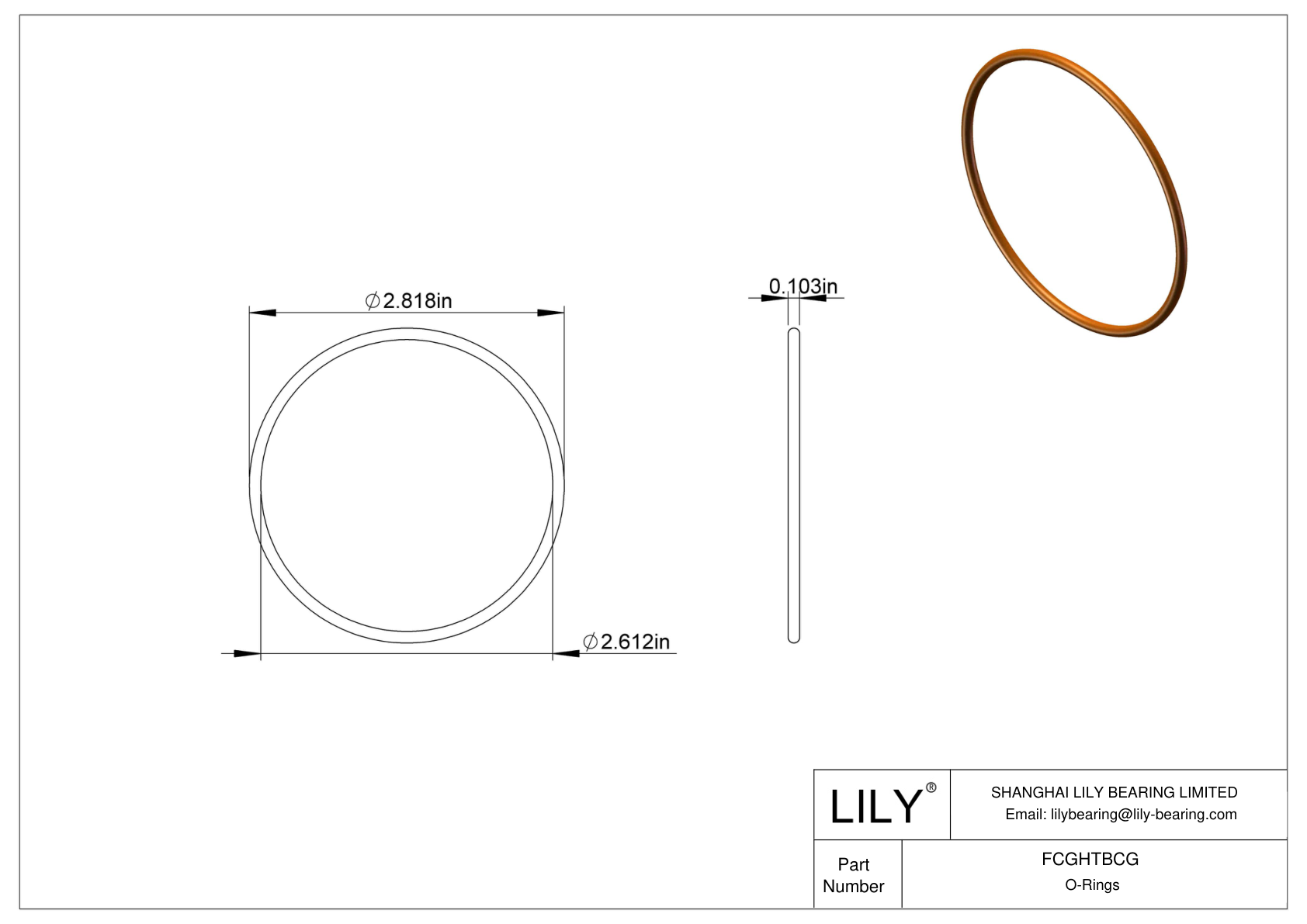 FCGHTBCG Chemical Resistant O-rings Round cad drawing