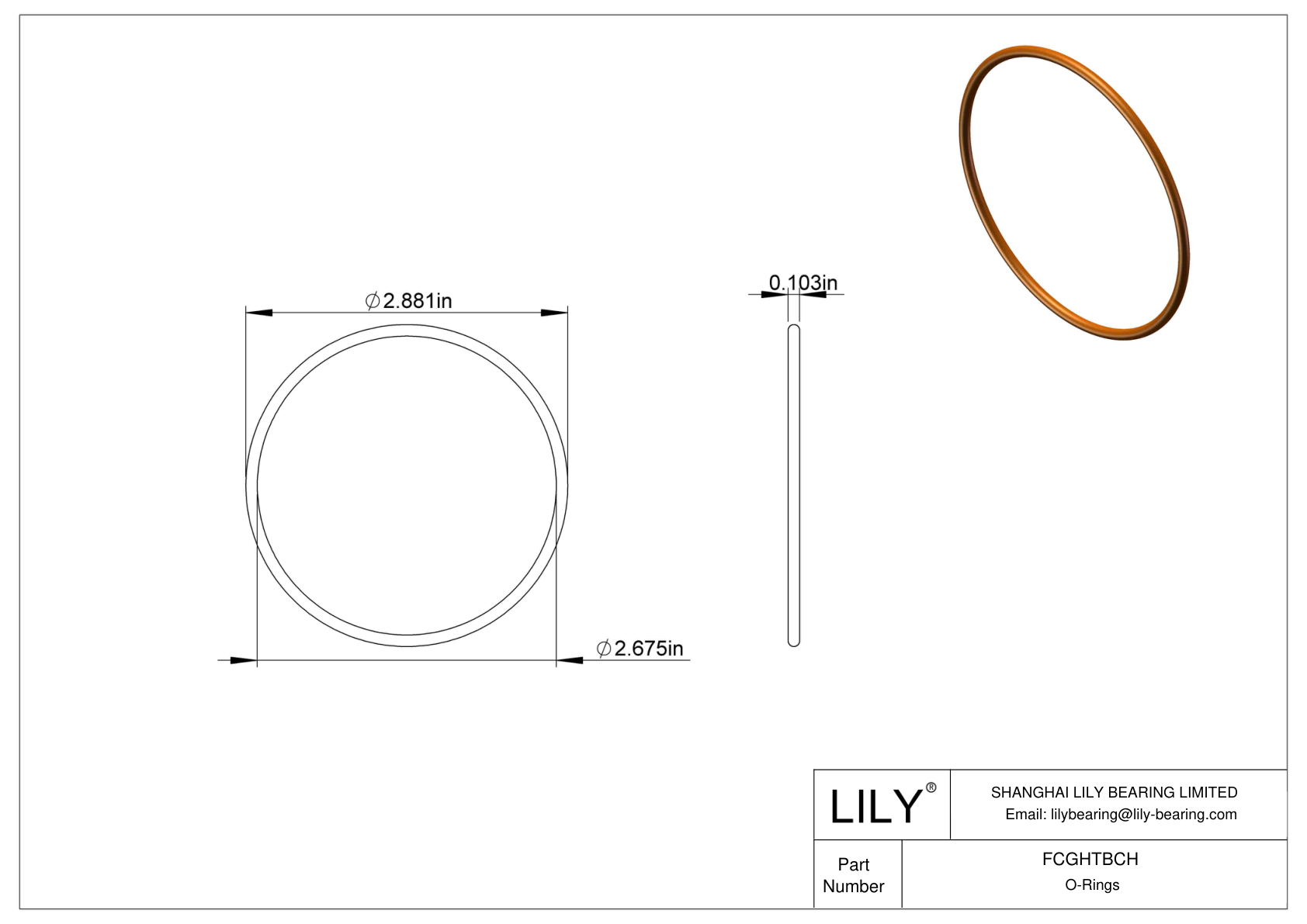 FCGHTBCH Chemical Resistant O-rings Round cad drawing