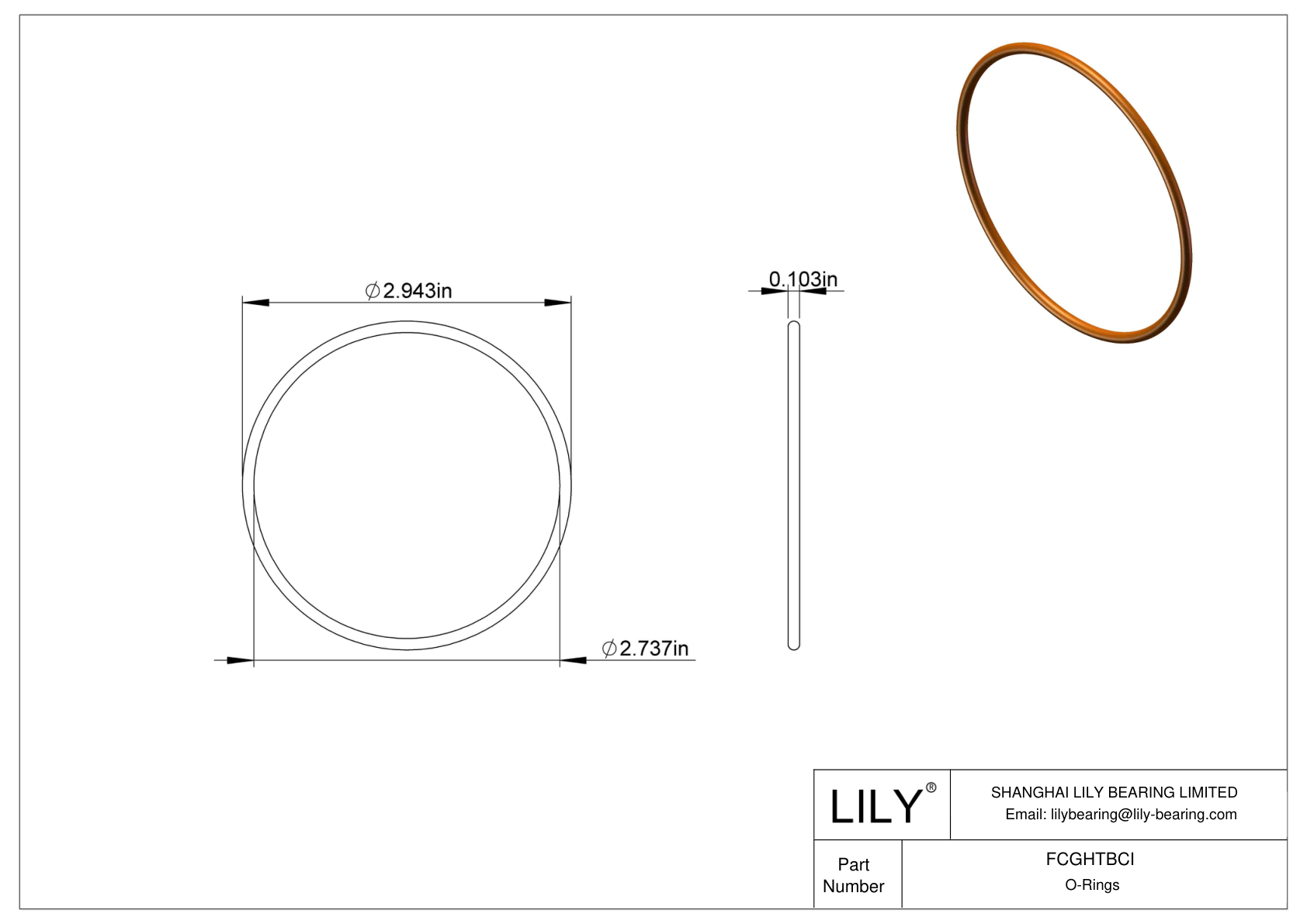 FCGHTBCI Chemical Resistant O-rings Round cad drawing