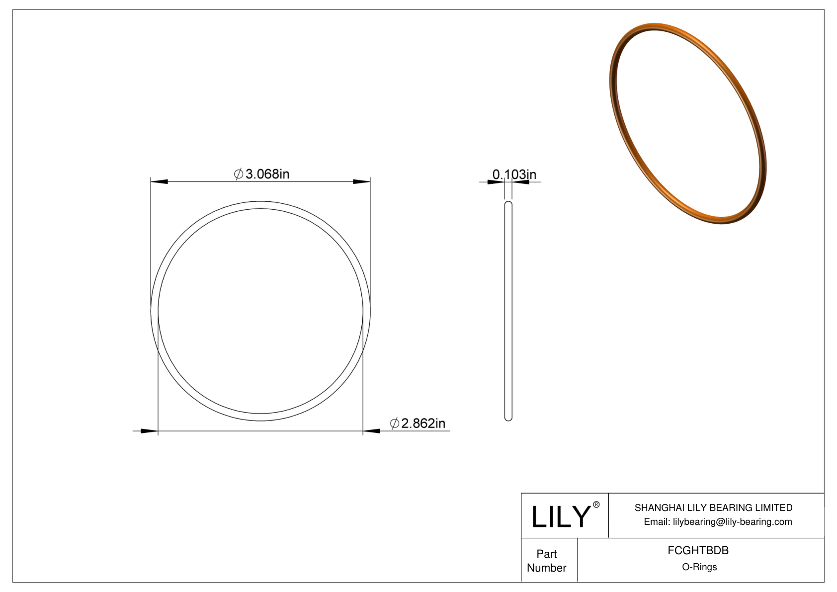 FCGHTBDB Chemical Resistant O-rings Round cad drawing