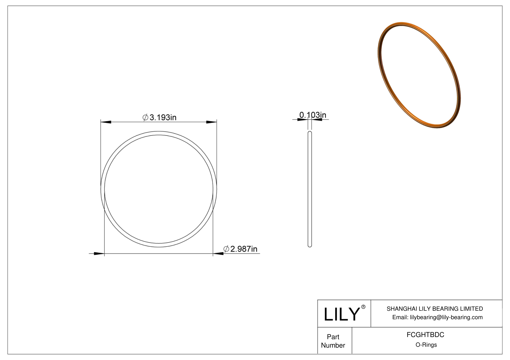 FCGHTBDC Chemical Resistant O-rings Round cad drawing