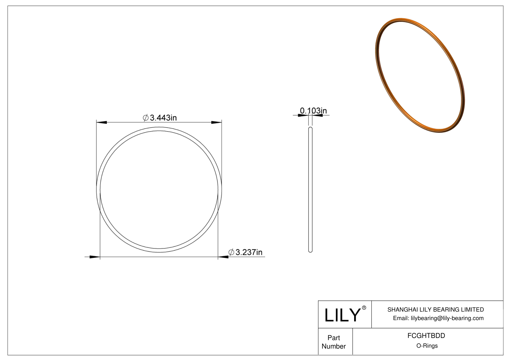 FCGHTBDD Chemical Resistant O-rings Round cad drawing