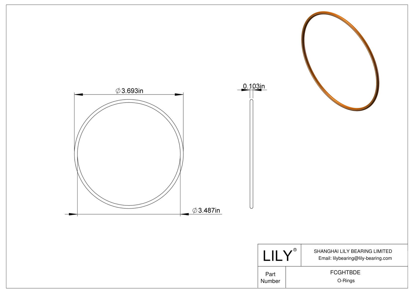 FCGHTBDE Chemical Resistant O-rings Round cad drawing