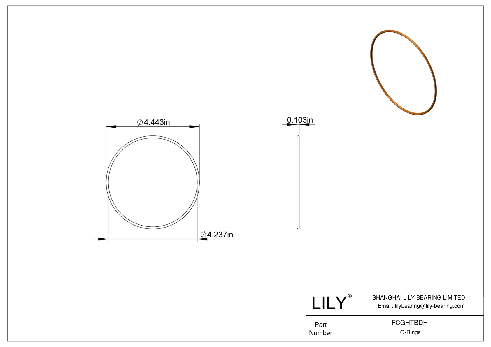 FCGHTBDH Chemical Resistant O-rings Round cad drawing