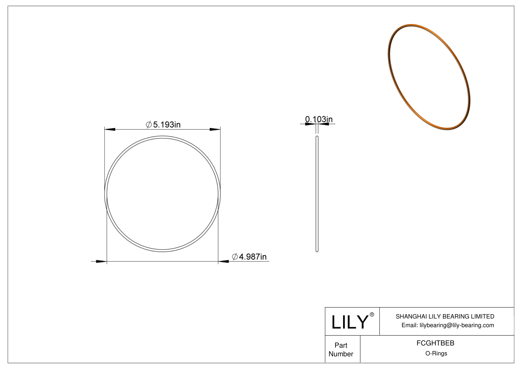 FCGHTBEB Chemical Resistant O-rings Round cad drawing