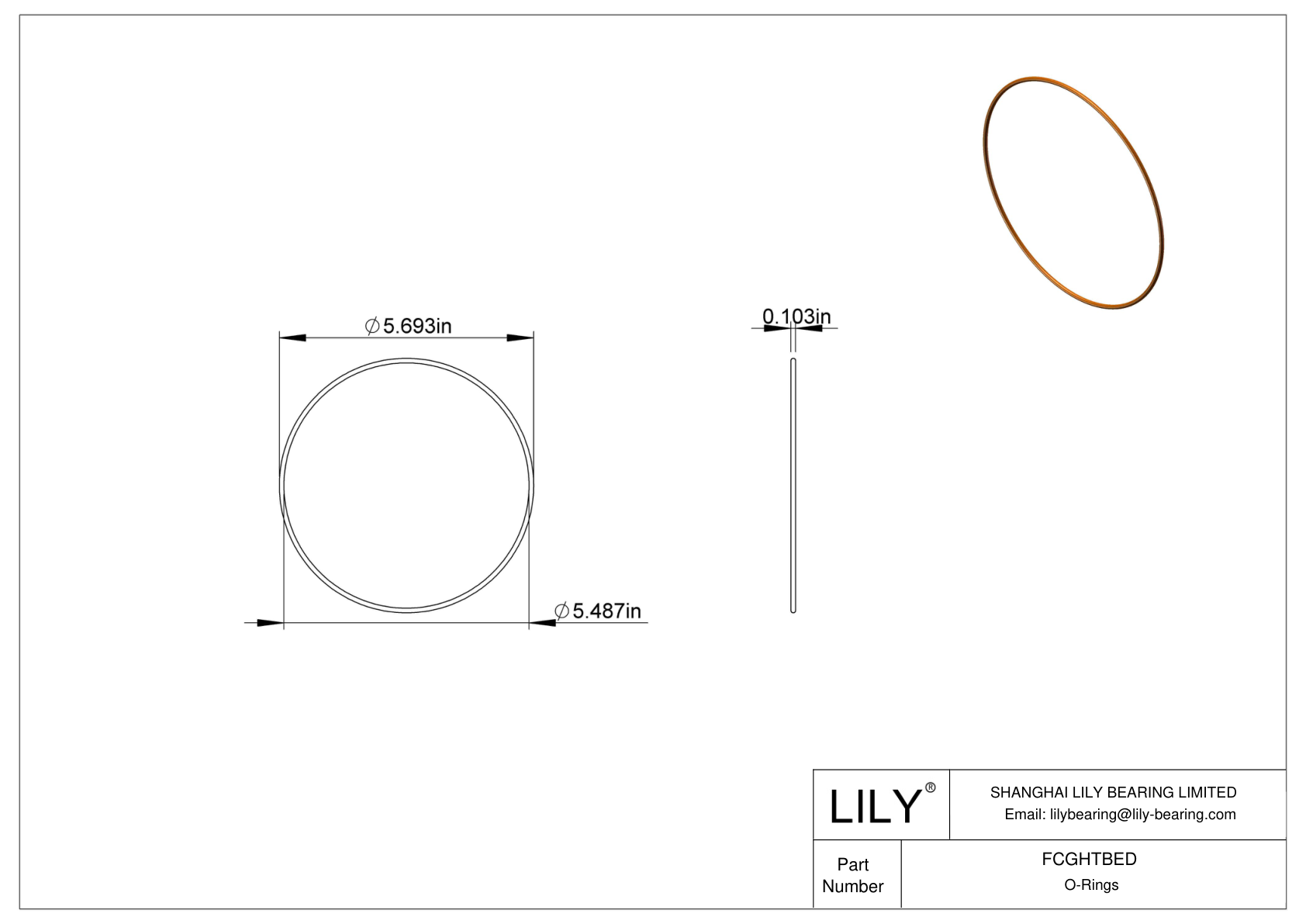 FCGHTBED Chemical Resistant O-rings Round cad drawing