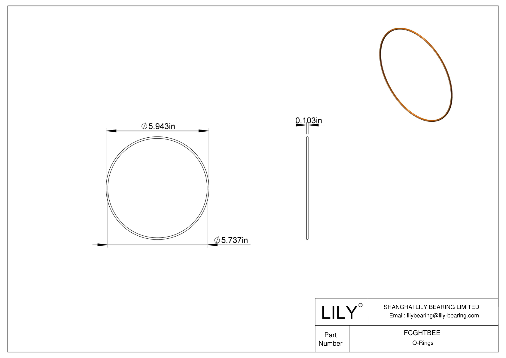 FCGHTBEE Chemical Resistant O-rings Round cad drawing