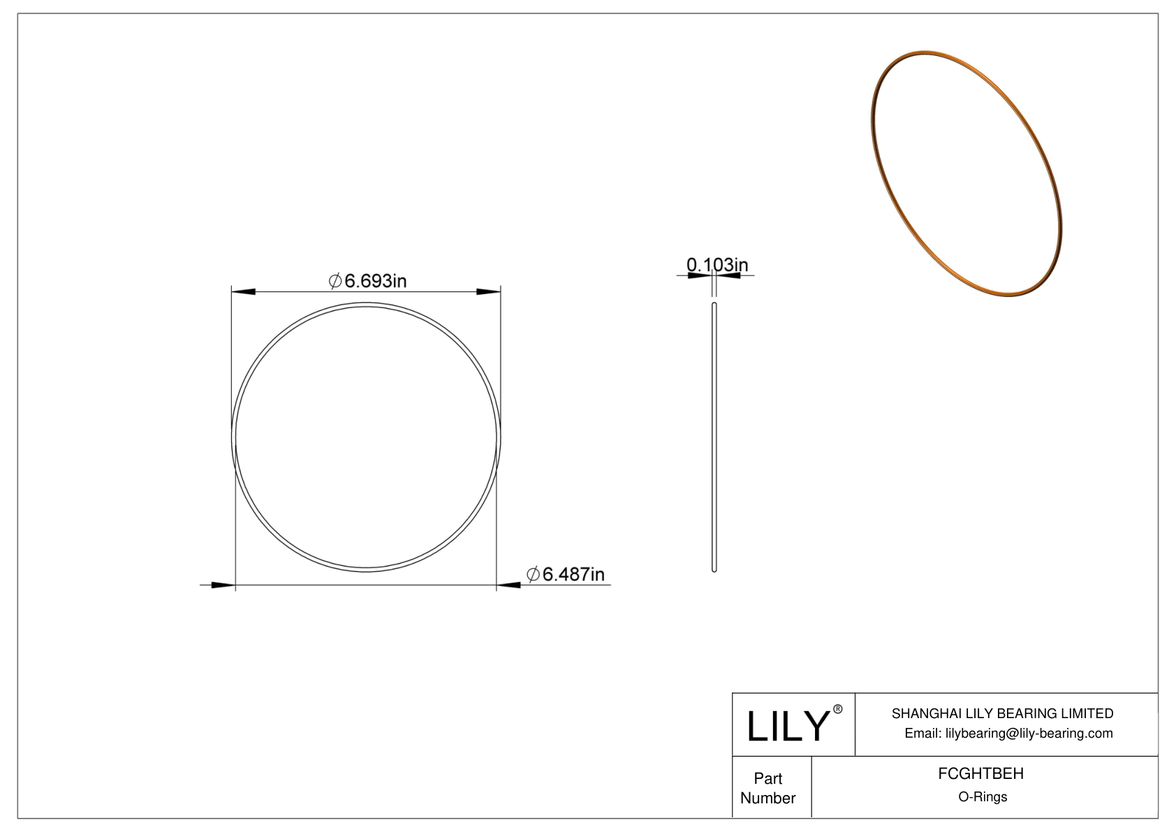 FCGHTBEH Chemical Resistant O-rings Round cad drawing