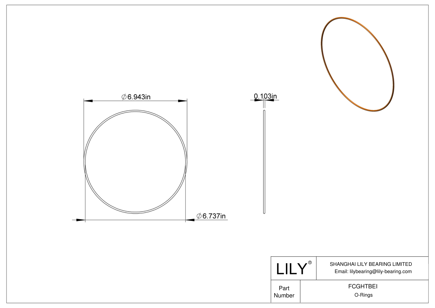 FCGHTBEI Chemical Resistant O-rings Round cad drawing