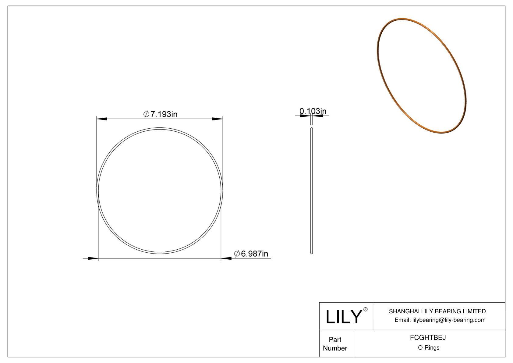 FCGHTBEJ Chemical Resistant O-rings Round cad drawing