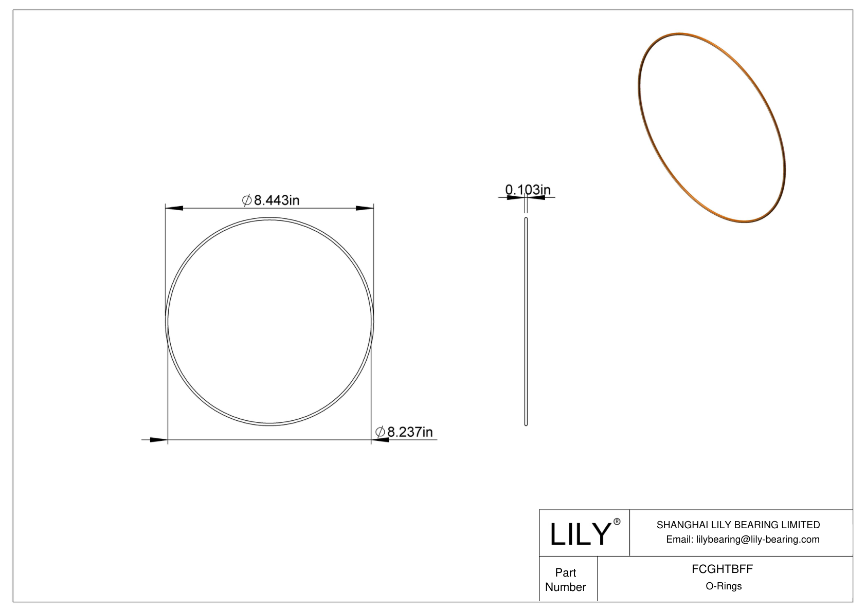 FCGHTBFF Chemical Resistant O-rings Round cad drawing