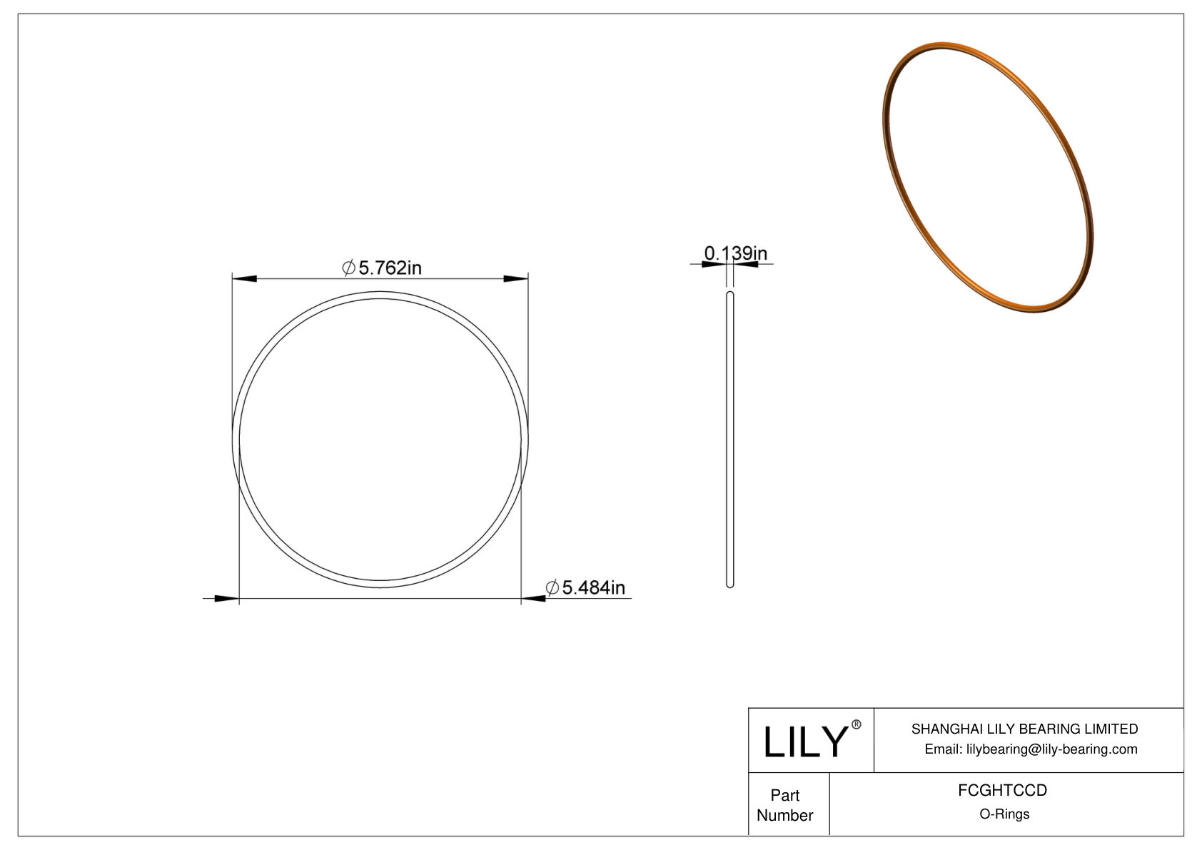 FCGHTCCD Chemical Resistant O-rings Round cad drawing