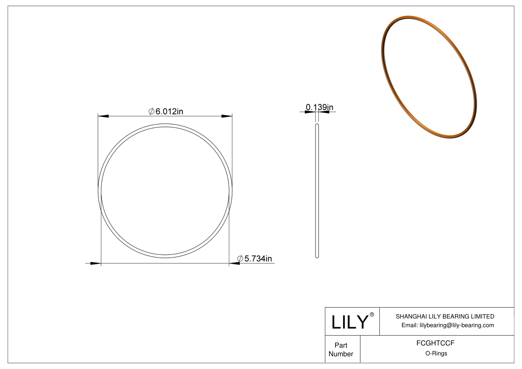 FCGHTCCF Chemical Resistant O-rings Round cad drawing