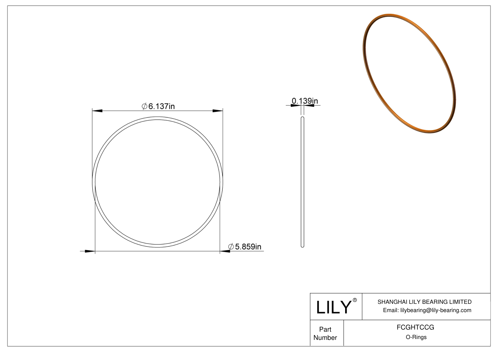 FCGHTCCG Chemical Resistant O-rings Round cad drawing