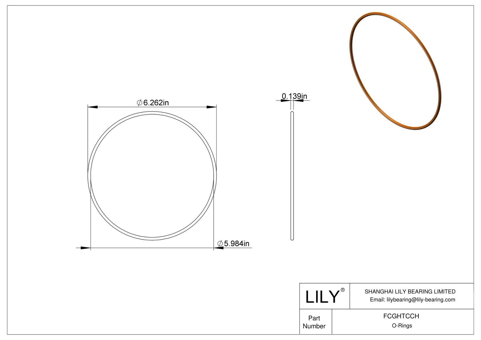 FCGHTCCH Chemical Resistant O-rings Round cad drawing