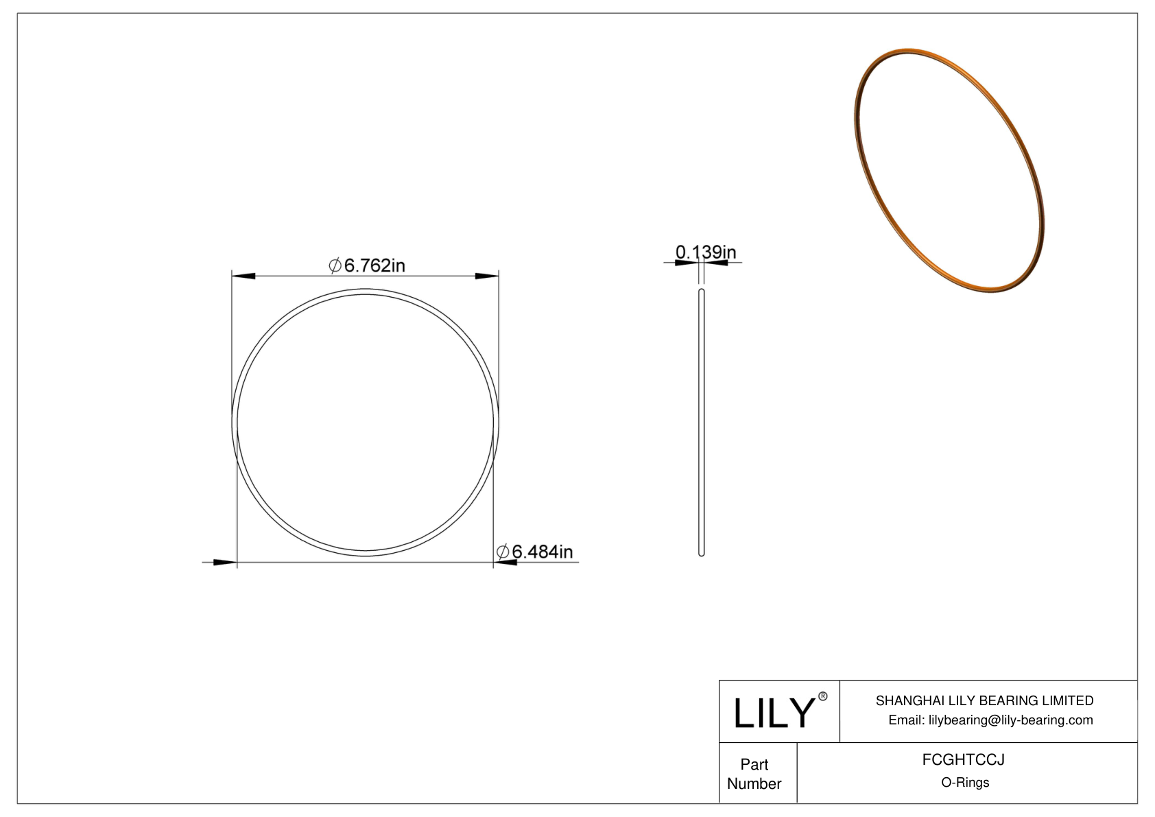 FCGHTCCJ Chemical Resistant O-rings Round cad drawing