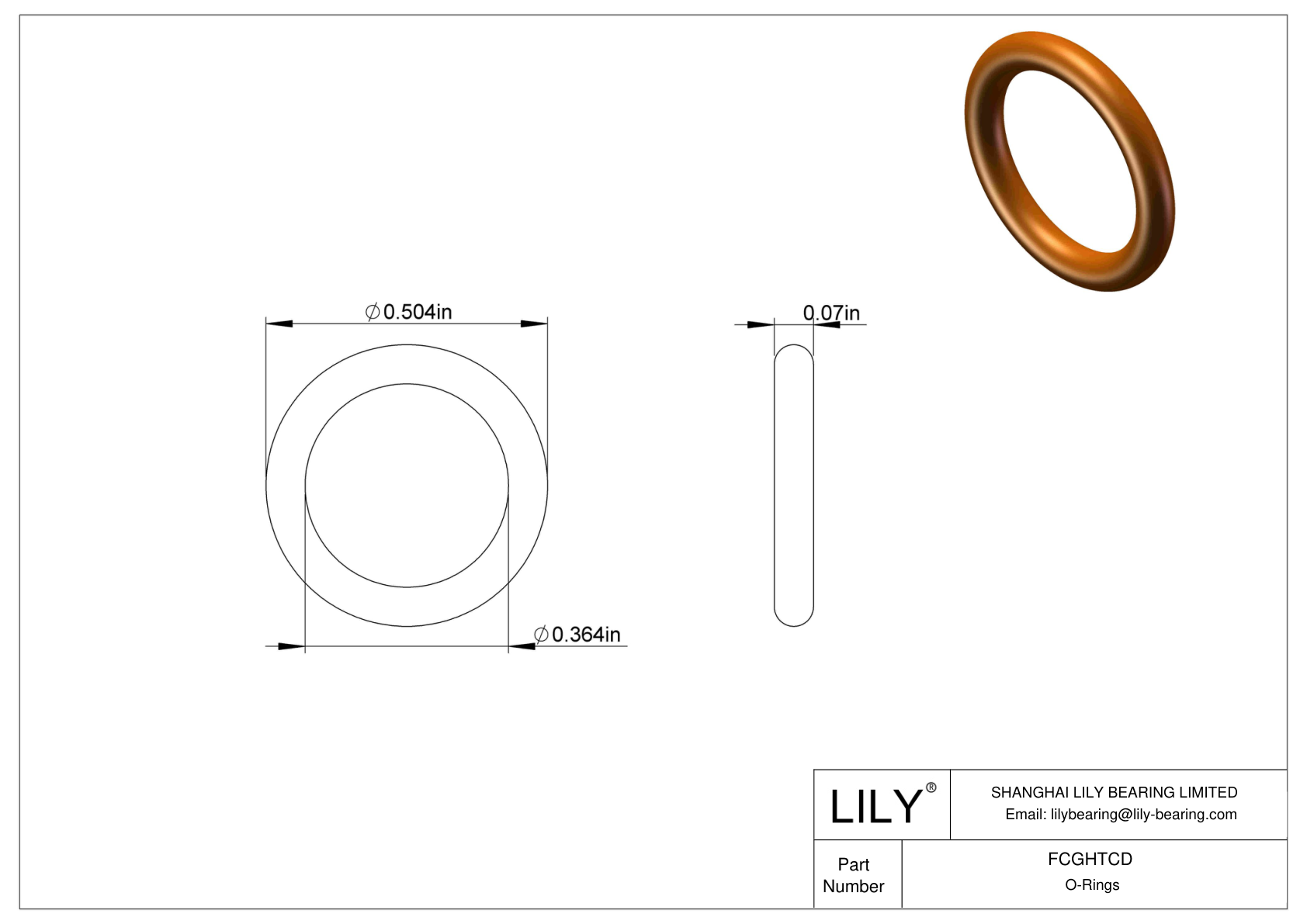 FCGHTCD Chemical Resistant O-rings Round cad drawing