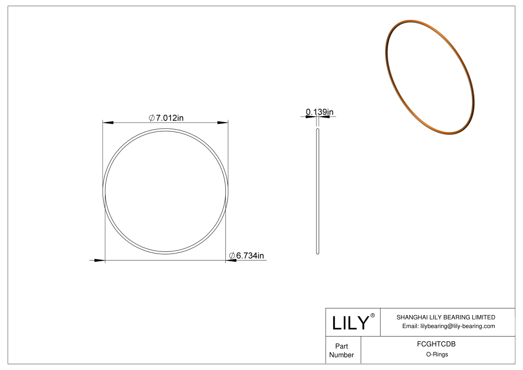 FCGHTCDB Chemical Resistant O-rings Round cad drawing