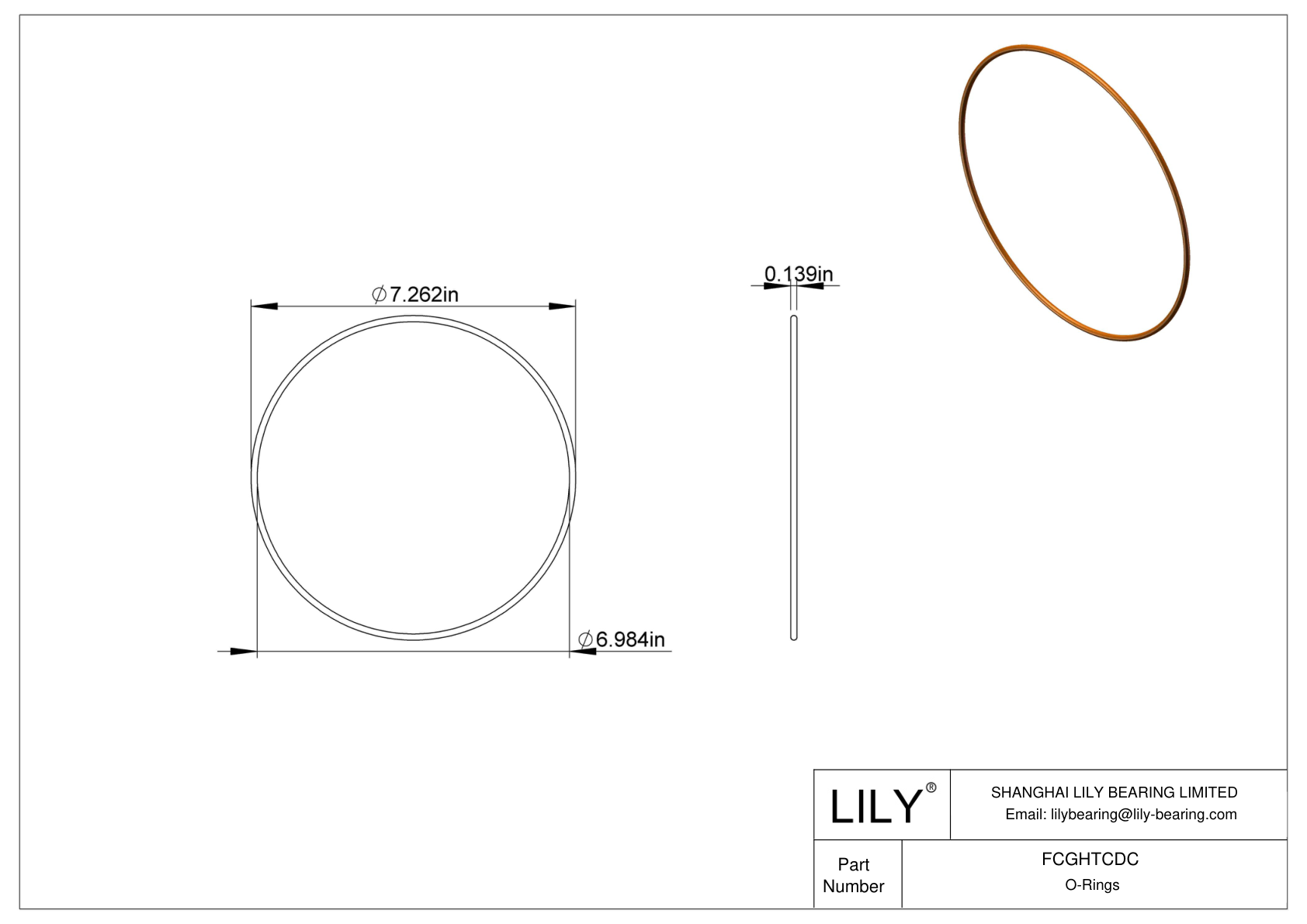 FCGHTCDC Chemical Resistant O-rings Round cad drawing