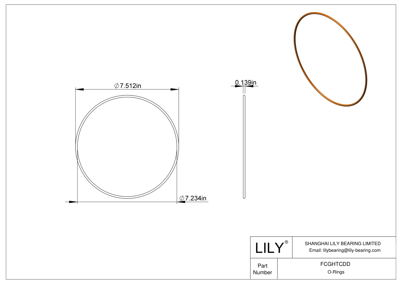 FCGHTCDD Chemical Resistant O-rings Round cad drawing