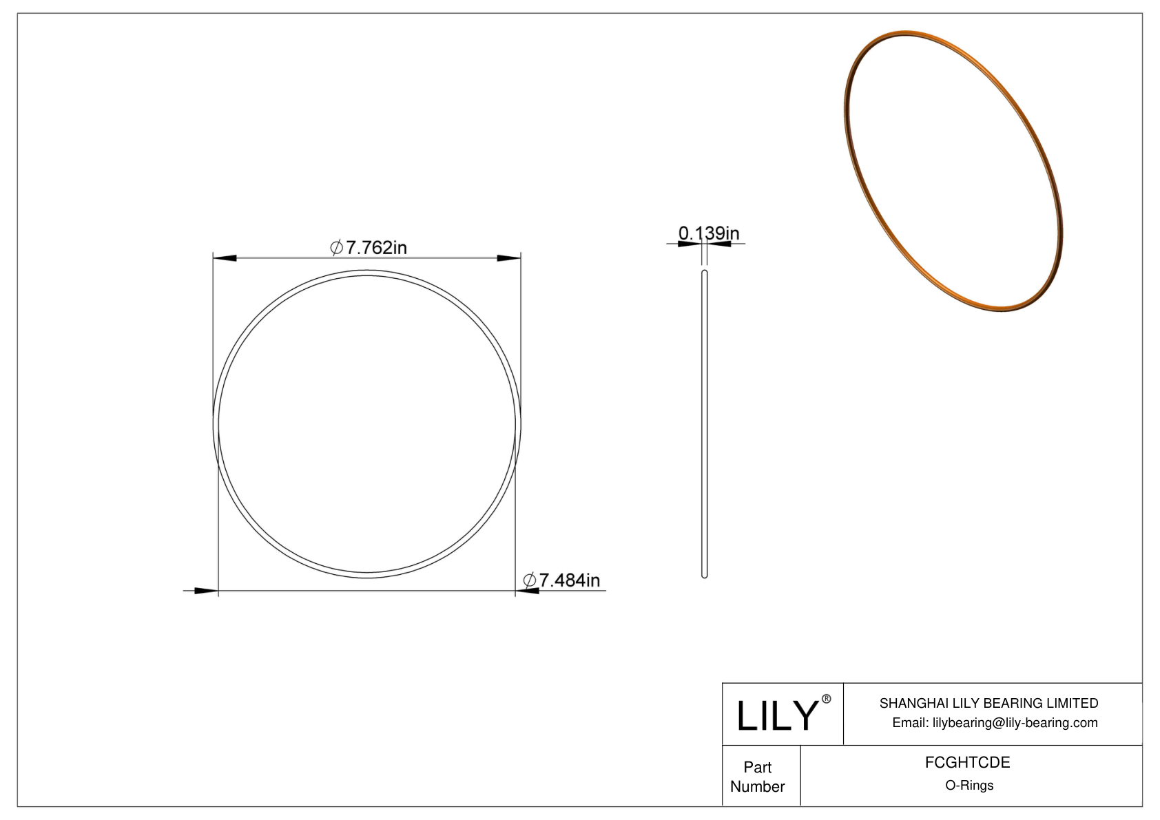 FCGHTCDE Chemical Resistant O-rings Round cad drawing