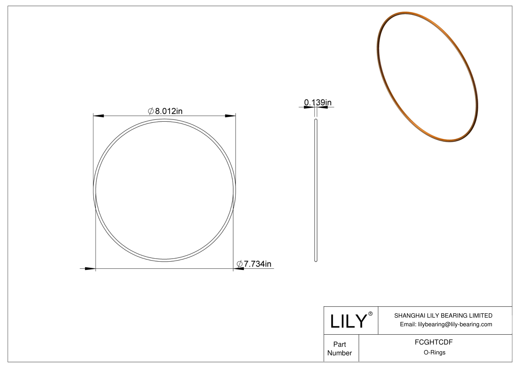 FCGHTCDF Chemical Resistant O-rings Round cad drawing