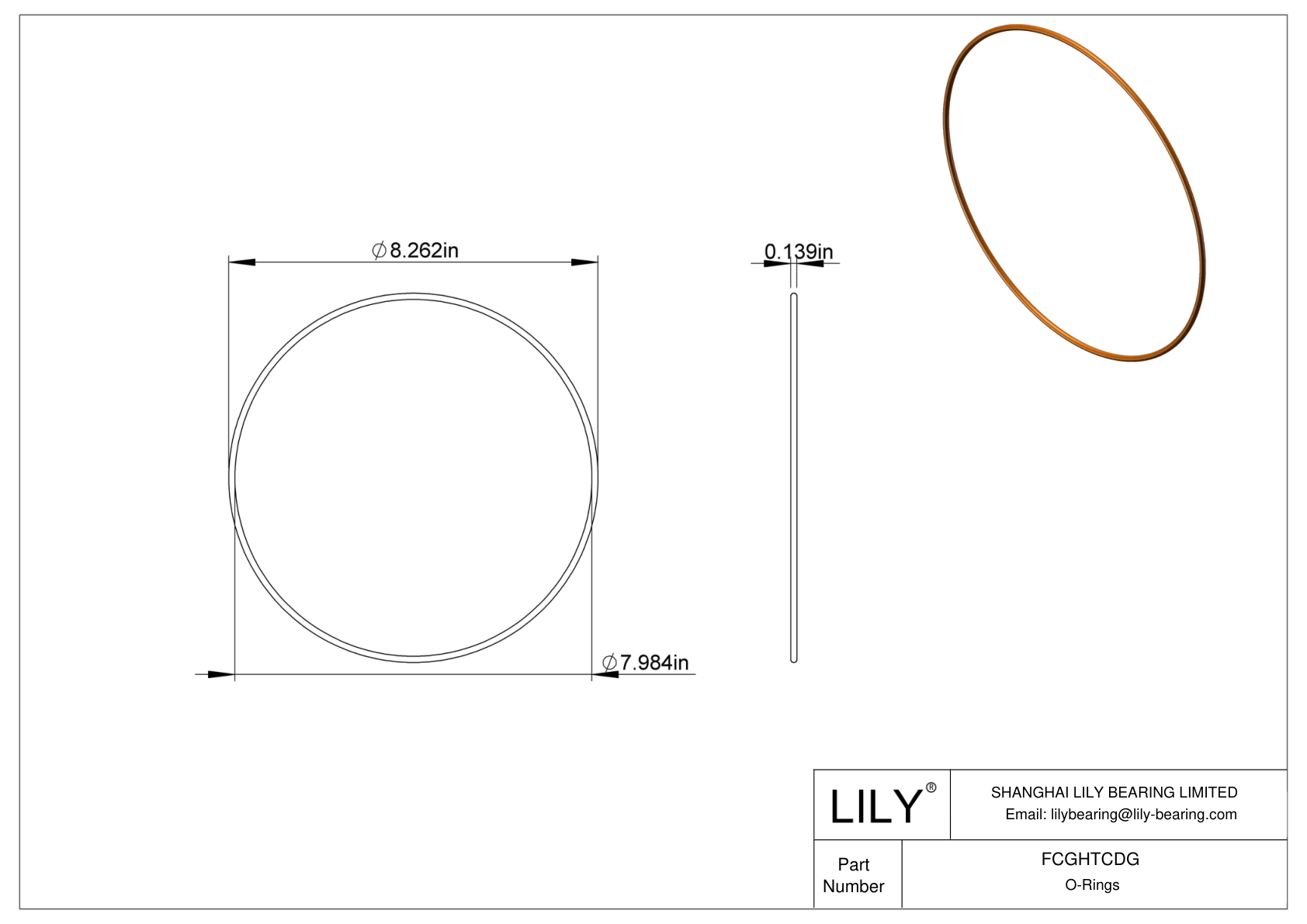 FCGHTCDG Chemical Resistant O-rings Round cad drawing