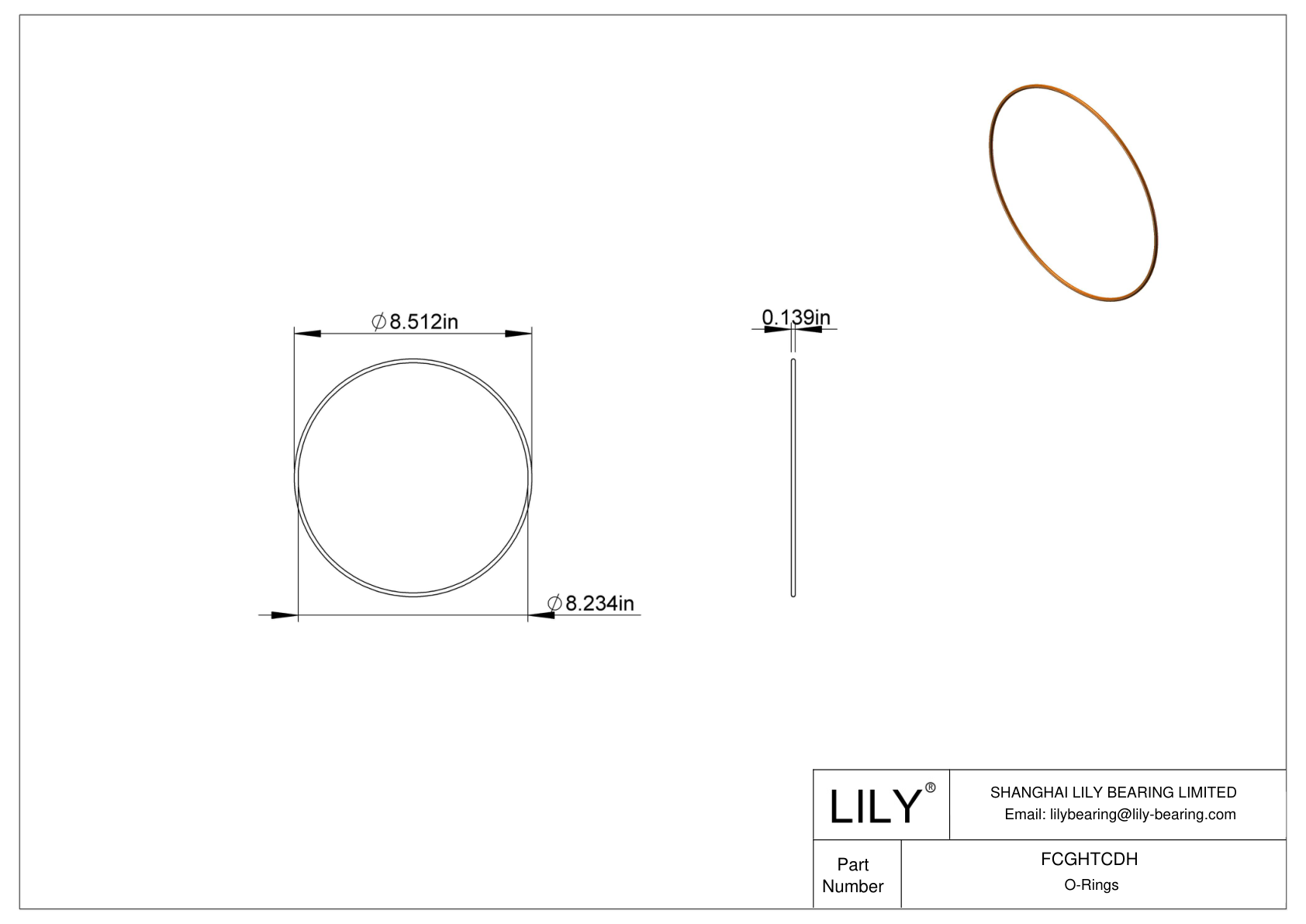 FCGHTCDH Chemical Resistant O-rings Round cad drawing