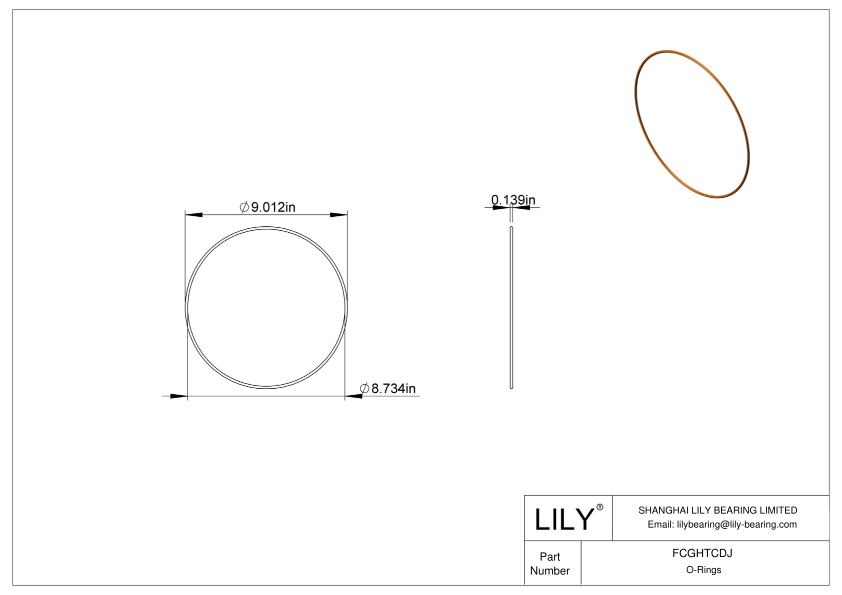 FCGHTCDJ Chemical Resistant O-rings Round cad drawing