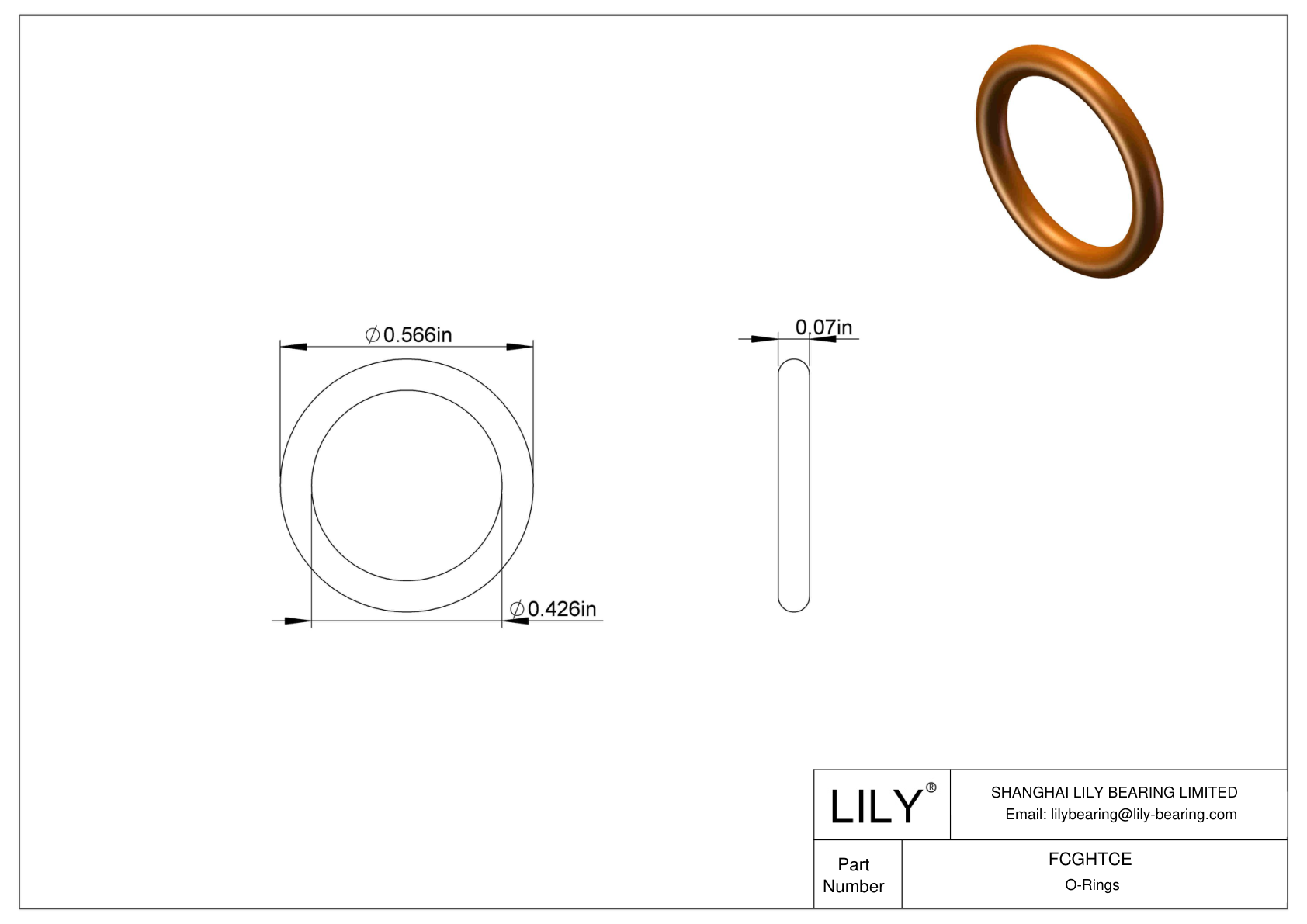 FCGHTCE Chemical Resistant O-rings Round cad drawing