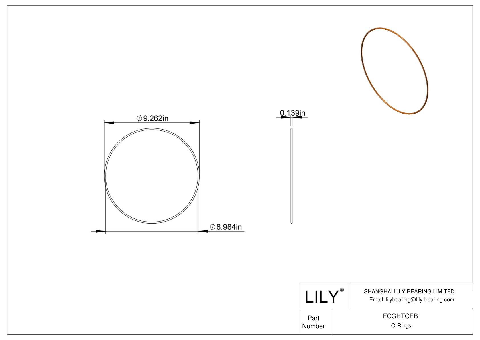 FCGHTCEB Chemical Resistant O-rings Round cad drawing