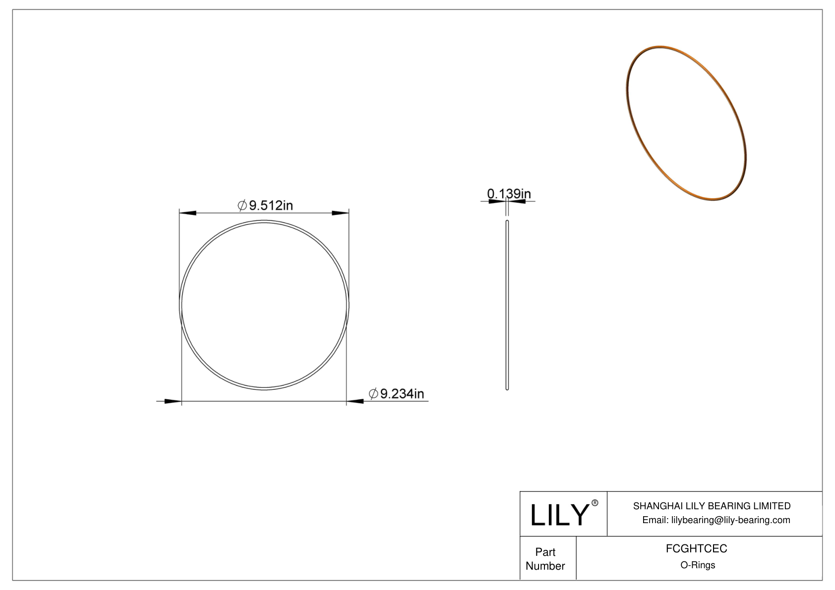 FCGHTCEC Chemical Resistant O-rings Round cad drawing