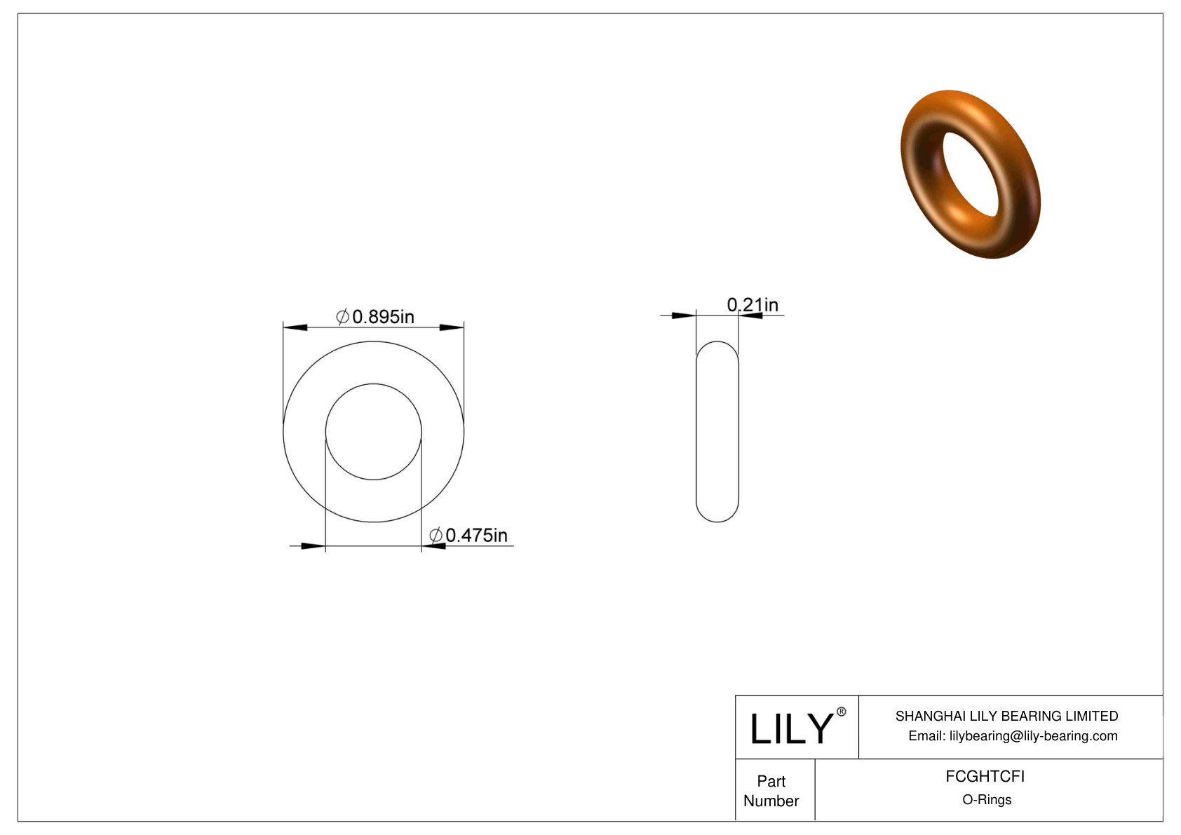 FCGHTCFI Chemical Resistant O-rings Round cad drawing