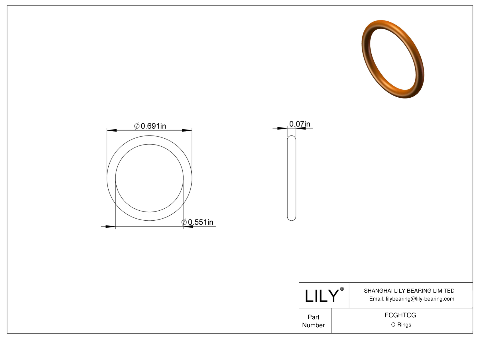 FCGHTCG Chemical Resistant O-rings Round cad drawing