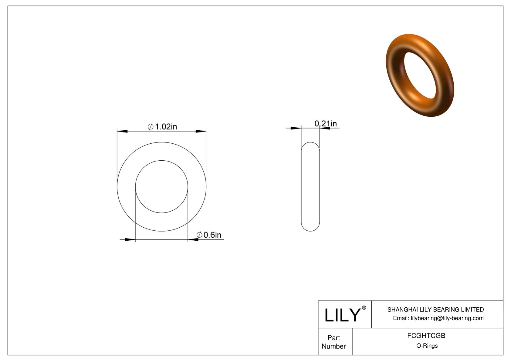 FCGHTCGB Chemical Resistant O-rings Round cad drawing