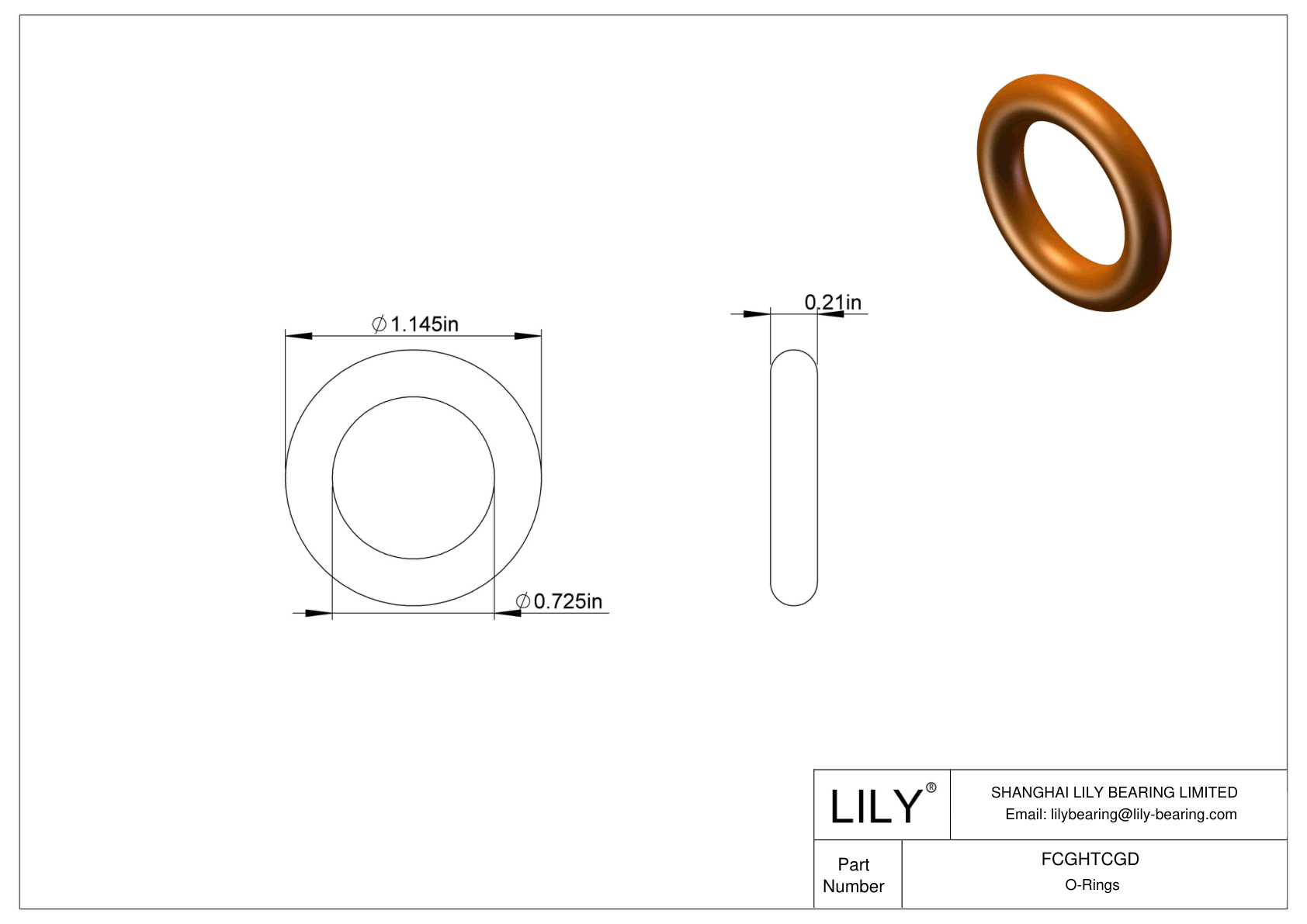 FCGHTCGD Chemical Resistant O-rings Round cad drawing