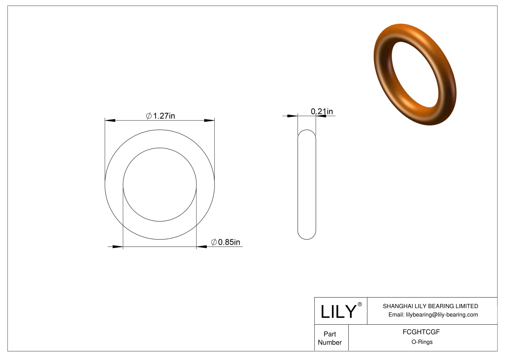 FCGHTCGF Chemical Resistant O-rings Round cad drawing