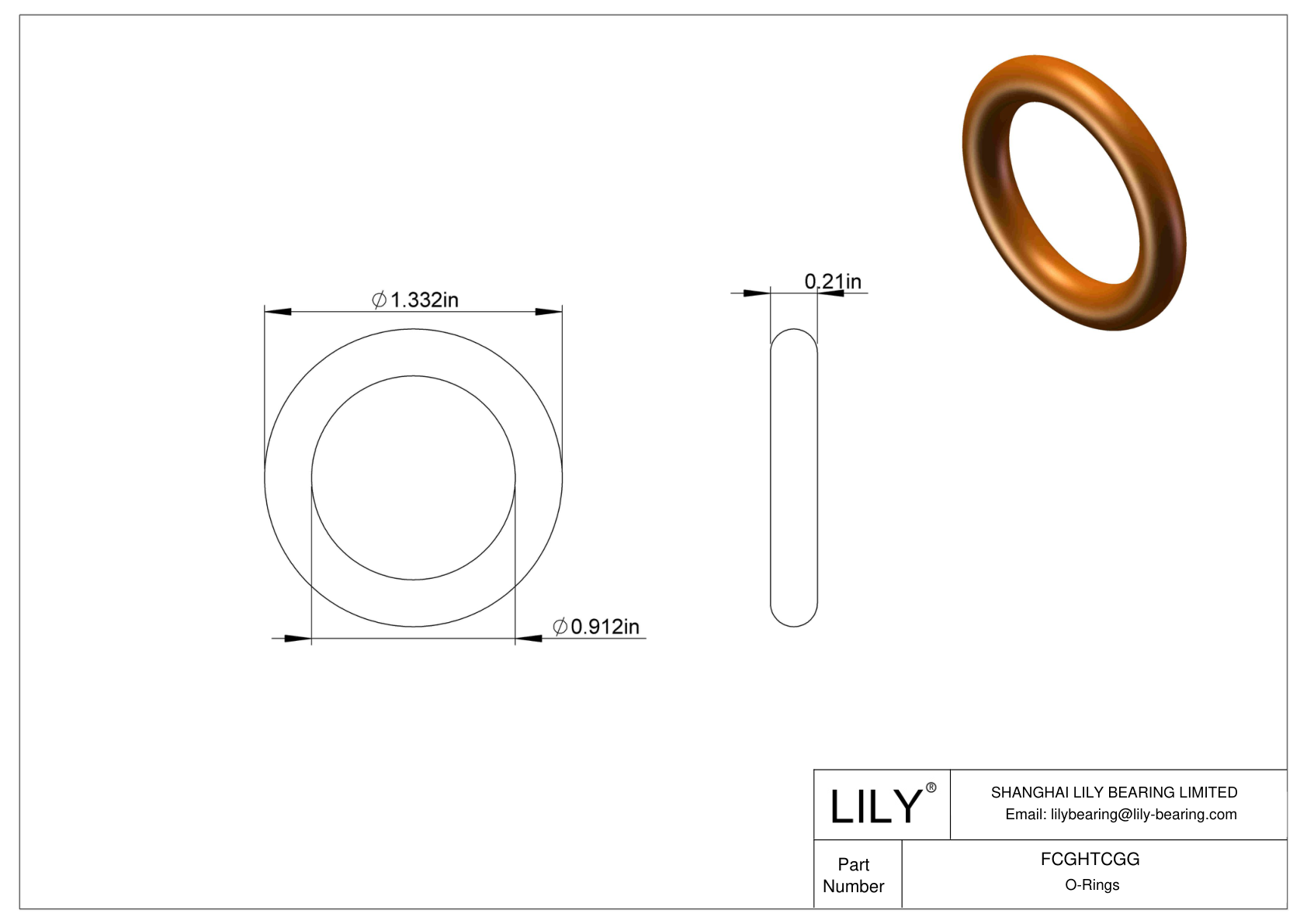 FCGHTCGG Chemical Resistant O-rings Round cad drawing