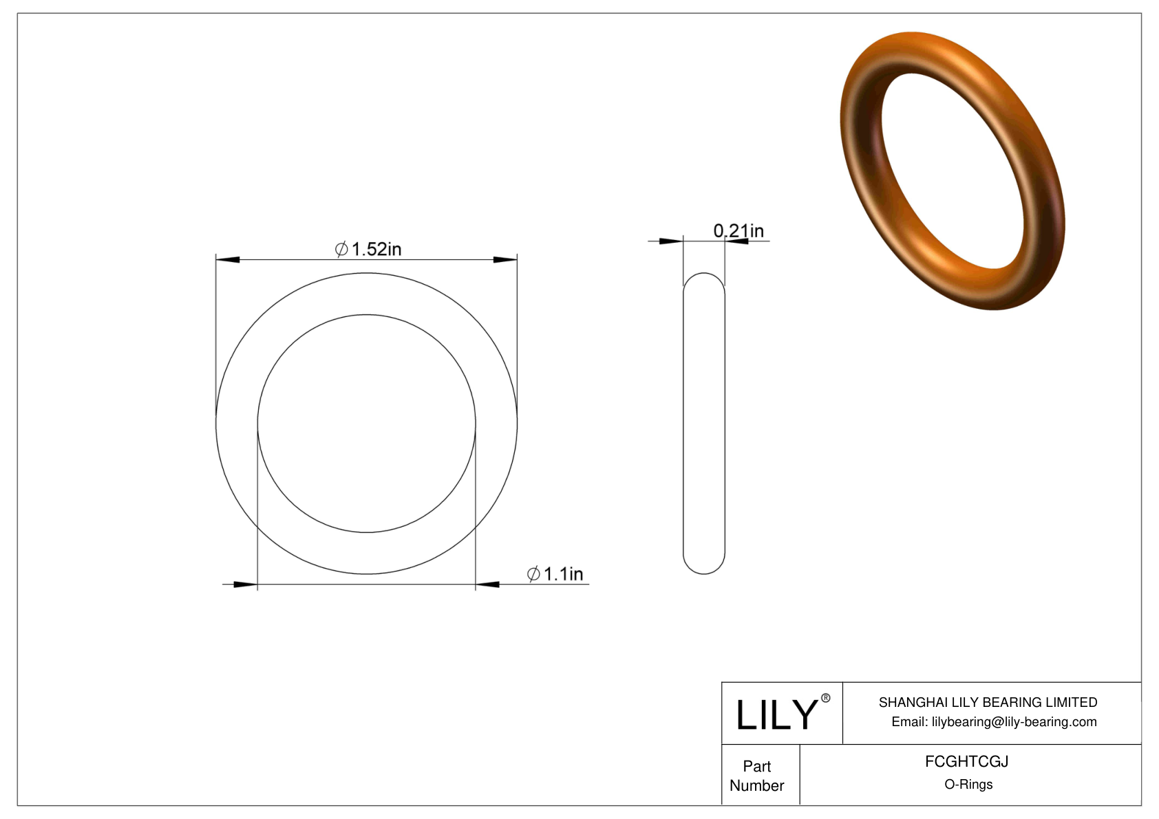 FCGHTCGJ Juntas tóricas redondas resistentes a productos químicos cad drawing