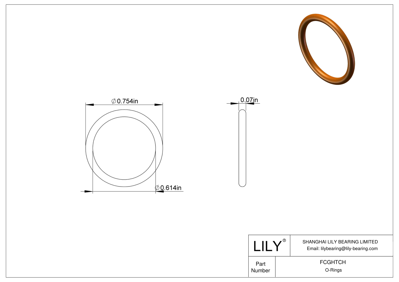 FCGHTCH Chemical Resistant O-rings Round cad drawing