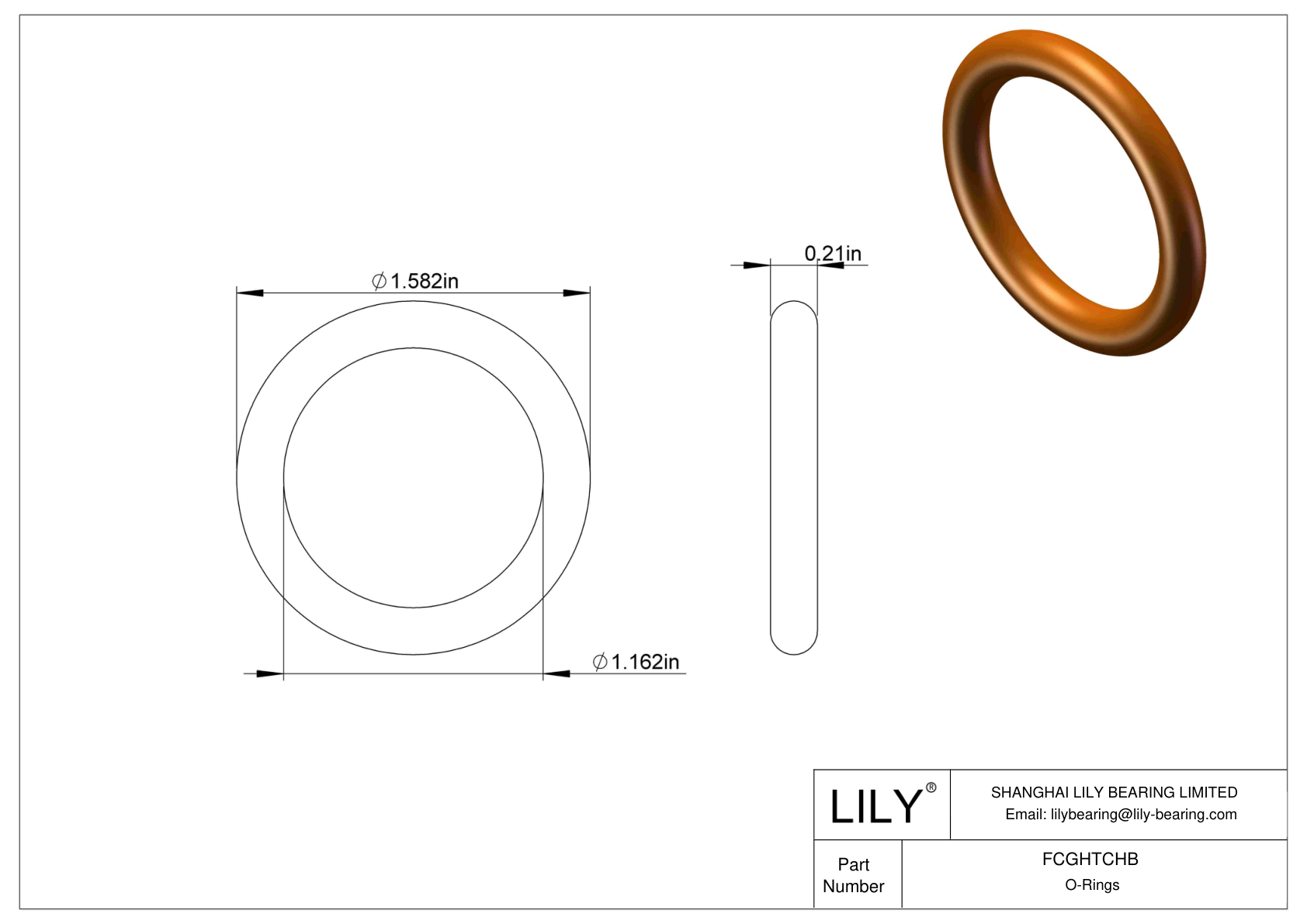 FCGHTCHB Chemical Resistant O-rings Round cad drawing