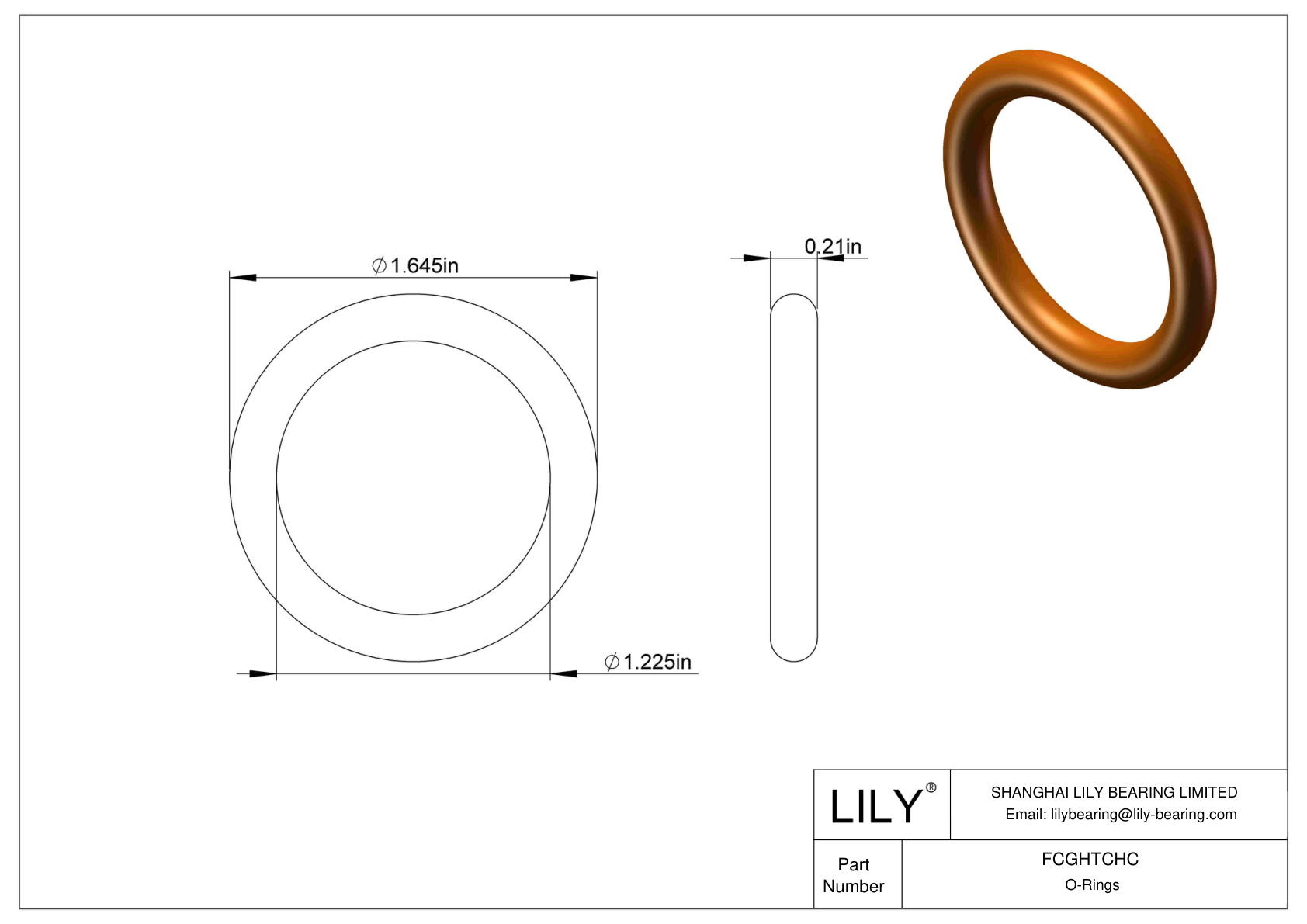 FCGHTCHC Chemical Resistant O-rings Round cad drawing