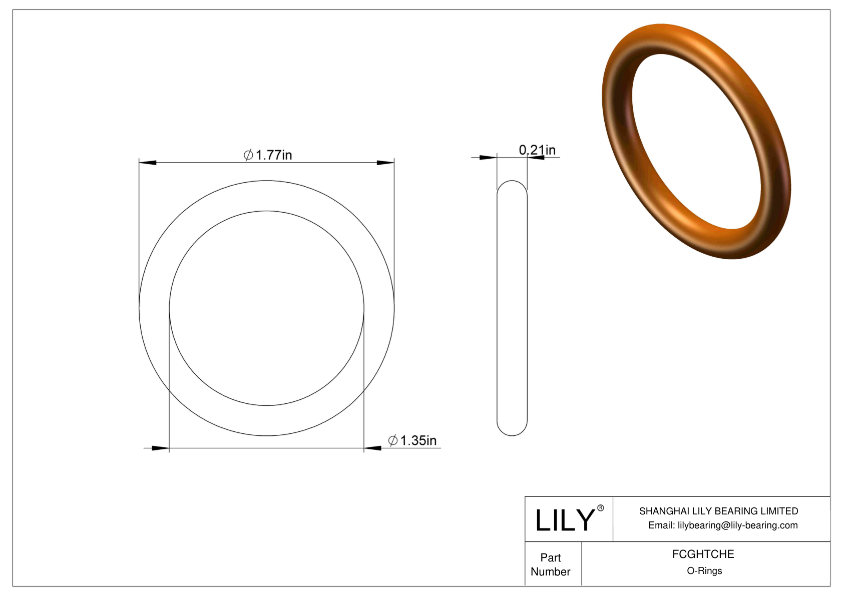 FCGHTCHE Chemical Resistant O-rings Round cad drawing